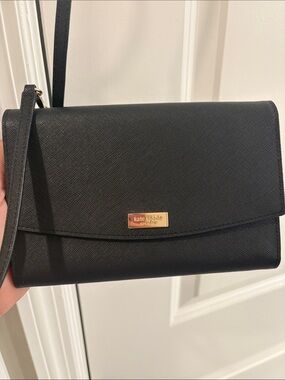 kate spade Black Crossbody Wallet with Gold Plaque